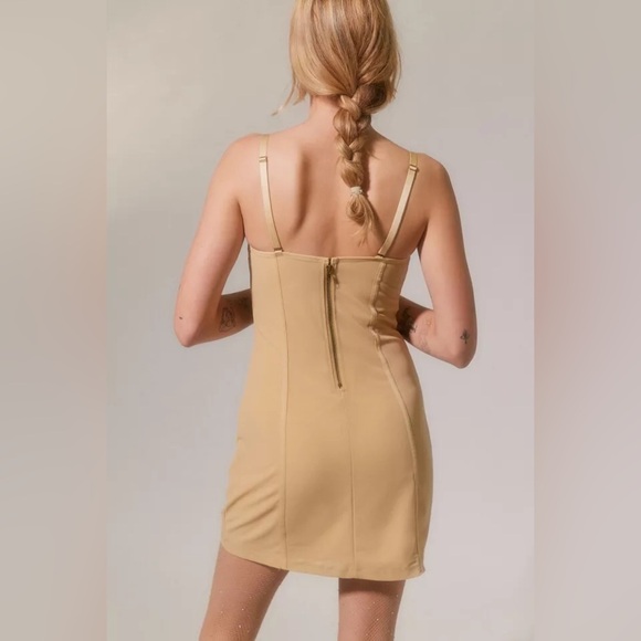 Urban Outfitters MESH CORSET BARI TAN DRESS - Picture 7 of 11